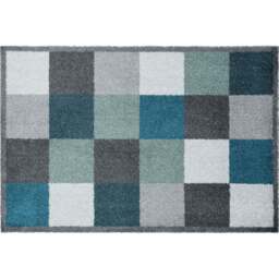 Rackhams Washable Geometric Cube Blue Mat - 50x75 cm
