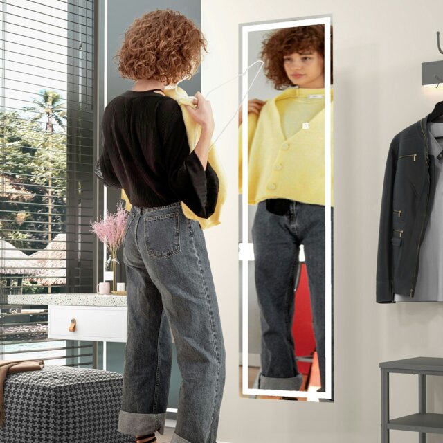 Rackhams LED Lighted Full Length Mirror Dimmable Full Size Body Mirror for Bedroom - White - image 1