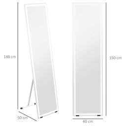 Rackhams LED Lighted Full Length Mirror Dimmable Full Size Body Mirror for Bedroom - White - thumbnail 6