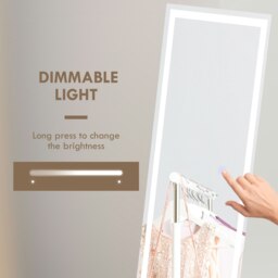 Rackhams LED Lighted Full Length Mirror Dimmable Full Size Body Mirror for Bedroom - White - thumbnail 5