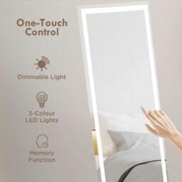 Rackhams LED Lighted Full Length Mirror Dimmable Full Size Body Mirror for Bedroom - White - thumbnail 4