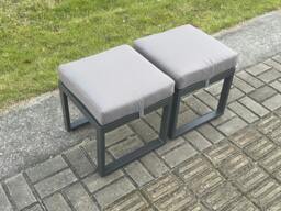 Rackhams 2 Pcs Aluminium Outdoor Garden Footstool Patio Small Stool for Balcony, Terrace,Swimming Pool Dark Grey - thumbnail 3