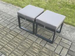 Rackhams 2 Pcs Aluminium Outdoor Garden Footstool Patio Small Stool for Balcony, Terrace,Swimming Pool Dark Grey - thumbnail 2