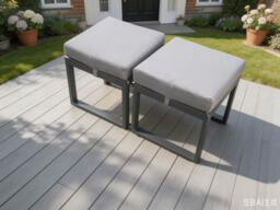 Rackhams 2 Pcs Aluminium Outdoor Garden Footstool Patio Small Stool for Balcony, Terrace,Swimming Pool Dark Grey