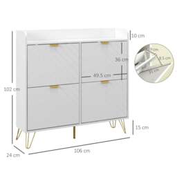 Rackhams Narrow Shoe Storage Cabinet, Slim Shoe Cupboard with 4 Flip Drawers, Adjustable Shelf, Shoe Rack for 16 Pairs of Shoes - thumbnail 3
