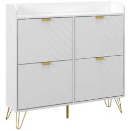Rackhams Narrow Shoe Storage Cabinet, Slim Shoe Cupboard with 4 Flip Drawers, Adjustable Shelf, Shoe Rack for 16 Pairs of Shoes - thumbnail 1