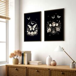Rackhams Butterfly Art Wall Decor - Set of 2 Dark Academy Wall art Prints - 16 x 22 inches / 40.65 cm x 56 cm - Polyester Canvas 260 gsm - Canvas wrapped - thumbnail 3