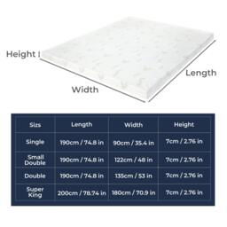 Rackhams Memory Foam Mattress Topper 7cm Single Double Dual Layer Washable Non Slip - Super King - thumbnail 4
