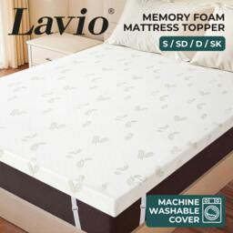 Rackhams Memory Foam Mattress Topper 7cm Single Double Dual Layer Washable Non Slip - Super King - thumbnail 3