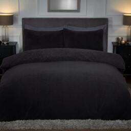 Rackhams Sparkle Teddy Fleece Duvet Cover With Pillowcases - Charcoal - Single (135cm x 200cm) - thumbnail 2