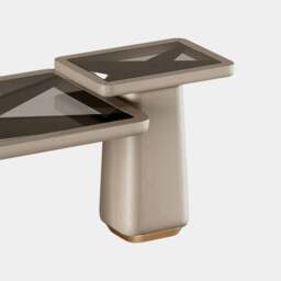 Rackhams Frank Centre Table in Age Brass Luxe Oak & Smoked Glass Top - thumbnail 3