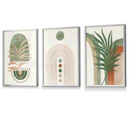 Rackhams Sage Green Botanical Arches Set of 3 Framed Wall Art - 59x84cm (A1) - Silver - thumbnail 1