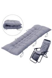 Rackhams 40x110cm Grey Garden Beach Cushion Sun Lounger Cushion with Straps for Recliners, Beach & Office Chairs - Grey - One Size - thumbnail 3