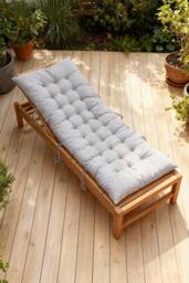 Rackhams 40x110cm Grey Garden Beach Cushion Sun Lounger Cushion with Straps for Recliners, Beach & Office Chairs - Grey - One Size