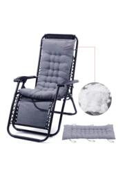Rackhams 40x110cm Grey Garden Beach Cushion Sun Lounger Cushion with Straps for Recliners, Beach & Office Chairs - Grey - One Size - thumbnail 4