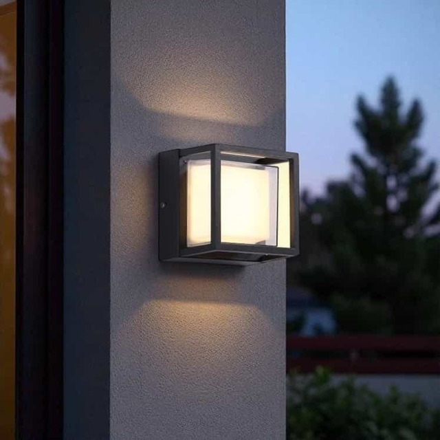 Rackhams 12 Watt Black Square Outside Wall Light - image 1