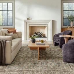 Rackhams Galey Alix Collins Avenue-Vintage Green Brown Beige Traditional Vintage Boho Fringe Rug - 157 x 213 cm - thumbnail 1