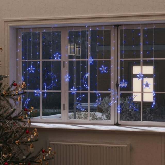 Rackhams Star and Moon Fairy Lights Remote Control 345 LED Blue