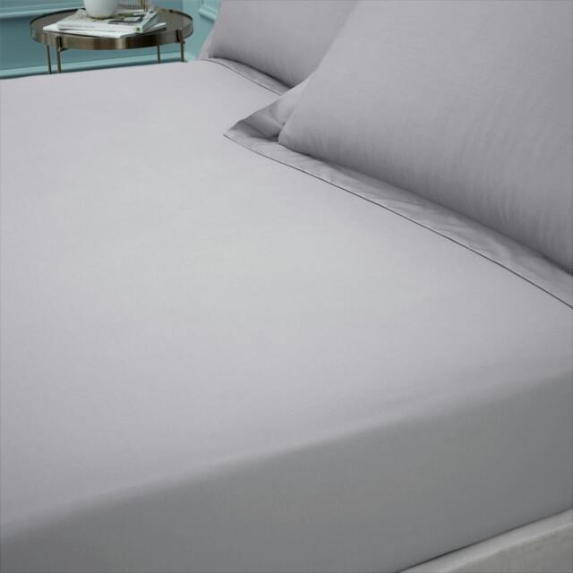 Rackhams 180 Thread Count Egyptian Cotton Fitted Sheet Silver Grey - Double - Silver Grey - image 1