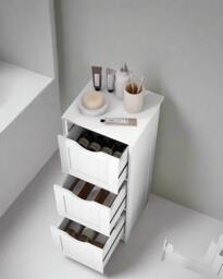 Rackhams 3-Drawer Floor Cabinet – Compact White Storage Unit for Bathroom and Bedroom - thumbnail 2