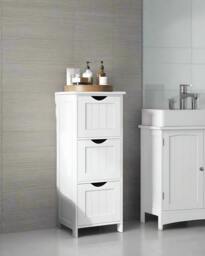 Rackhams 3-Drawer Floor Cabinet – Compact White Storage Unit for Bathroom and Bedroom - thumbnail 1