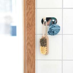 Rackhams Chrome Stainless Steel Double Towel Hook (96 x 48mm) Self Adhesive Bathroom Wall Mounted - thumbnail 4