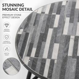 Rackhams Cascade Mosaic Bistro Set 3 Piece Folding Chairs & Round Table Outdoor Garden Furniture for Balcony & Patio Dining - 3 Piece - thumbnail 2