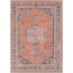 Rackhams Colin-Washable Orange Blue Brown Traditionnal Vintage Boho Rug - 80 x 220 cm - thumbnail 3