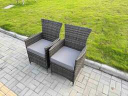 Rackhams 5-Piece PE Rattan Garden Furniture 4 Seater Garden Medium Round Table and Chairs for Patio Dark Grey Mixed - thumbnail 5