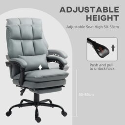 Rackhams Executive Office Chair, PU Leather Desk Chair with Armrests Grey - Grey - thumbnail 4