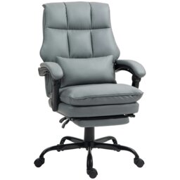 Rackhams Executive Office Chair, PU Leather Desk Chair with Armrests Grey - Grey - thumbnail 2