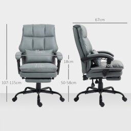 Rackhams Executive Office Chair, PU Leather Desk Chair with Armrests Grey - Grey - thumbnail 5