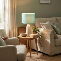 Rackhams Designer Emerald Bay Green Textured Linen Fabric Circular Lamp Shade - thumbnail 6