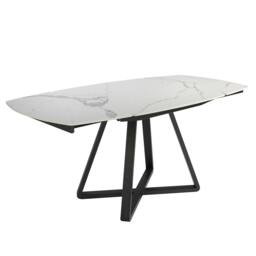 Rackhams Oval Barrel porcelain marble and black steel extending dining table 1096 - thumbnail 2
