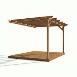 Rackhams Wall Mounted Pergola and Decking Kit Chamfered Design - Rustic Brown - 3.6m x 3.6m - thumbnail 5