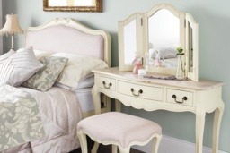 Rackhams Juliette Dressing Table Set with Table, Mirror and Stool. French Vanity Unit - Gold - thumbnail 3