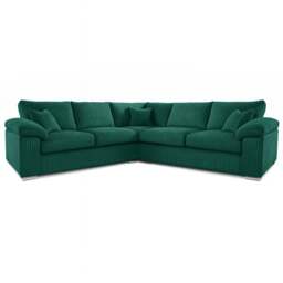 Rackhams Delta Full Jumbo Cord 5 Seater Corner Sofa - Green - thumbnail 4