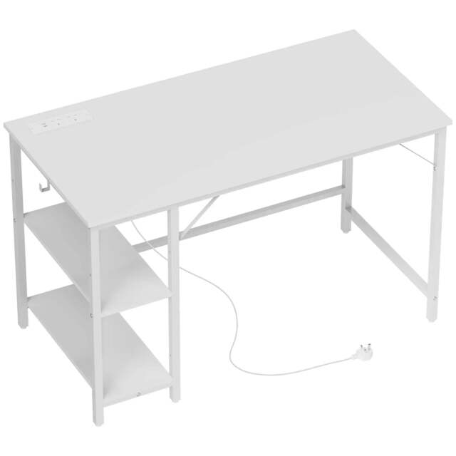 Rackhams Computer Desk, with Power Sockets - White