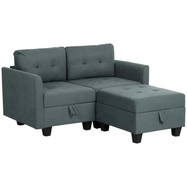 Rackhams 'L' Shape Modular Storage Sofa - Dark Grey