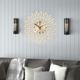 Rackhams 37.5cm Dia European Drop-Shape Metal Silent Wall Clock with Crystal, Gold - Gold