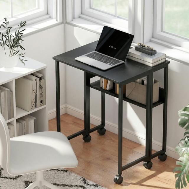 Rackhams 63 cm Foldable Computer Desk on Wheels for Small Spaces Black - 50 - MDF, Steel - 63 - image 1