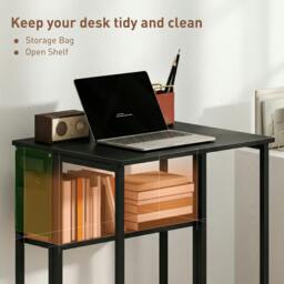 Rackhams 63 cm Foldable Computer Desk on Wheels for Small Spaces Black - 50 - MDF, Steel - 63 - thumbnail 5