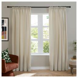 Rackhams Chenille Lined Pencil Pleat Curtains - Ecru - 183cm x 117cm - Ecru - 100% Polyester - thumbnail 2