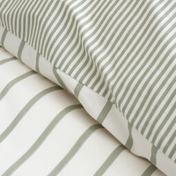 Rackhams Hampton Stripe 200 Thread Count Cotton Reversible Duvet Cover Set Green - Single - Green - thumbnail 4