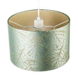 Rackhams Abstract Botanical Motif Jacquard Fabric Lamp Shade in Silver Duck Egg - thumbnail 3