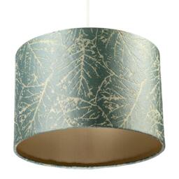 Rackhams Abstract Botanical Motif Jacquard Fabric Lamp Shade in Silver Duck Egg - thumbnail 5