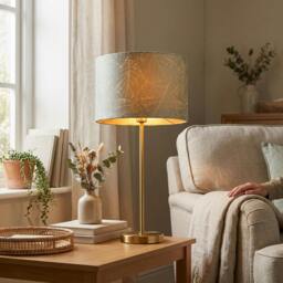 Rackhams Abstract Botanical Motif Jacquard Fabric Lamp Shade in Silver Duck Egg - thumbnail 6