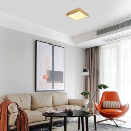 Rackhams Modern 25w LED Flush Square Ceiling Light in Brushed Gold with Opal Diffuser - thumbnail 5