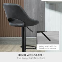 Rackhams Bar Stools Set of 2, PU Leather Swivel Barstools with Backrest and Footrest for Kitchen, Counter, Breakfast Bar, Grey - thumbnail 5