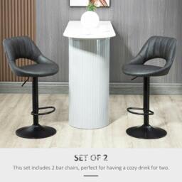 Rackhams Bar Stools Set of 2, PU Leather Swivel Barstools with Backrest and Footrest for Kitchen, Counter, Breakfast Bar, Grey - thumbnail 4